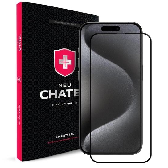 Защитное стекло +NEU Chatel Corning Gorilla Glass with Mesh for iPhone 15 Pro Front Black