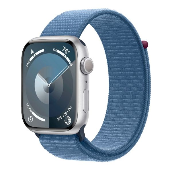 Apple Watch Series 9 GPS 45mm Silver Aluminum Case w. Winter Blue S. Loop (MR9F3)