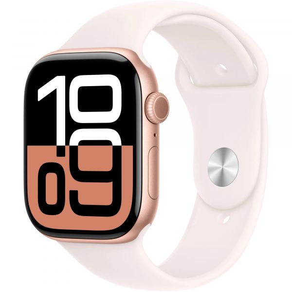 Apple Watch Series 10 GPS 46mm Rose Gold Aluminum Case with Light Blush Sport Band M/L MWWU3