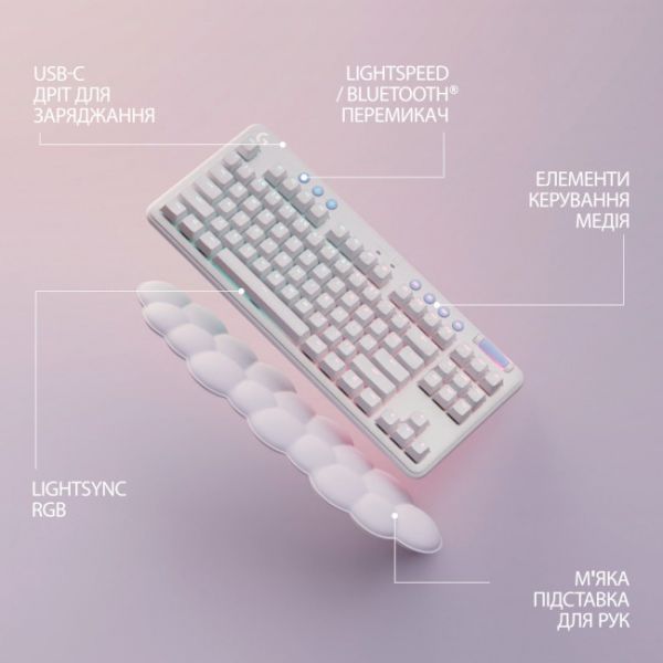 Клавіатура Logitech G715 TKL Wireless RGB GX Linear Off-White (920-010692)