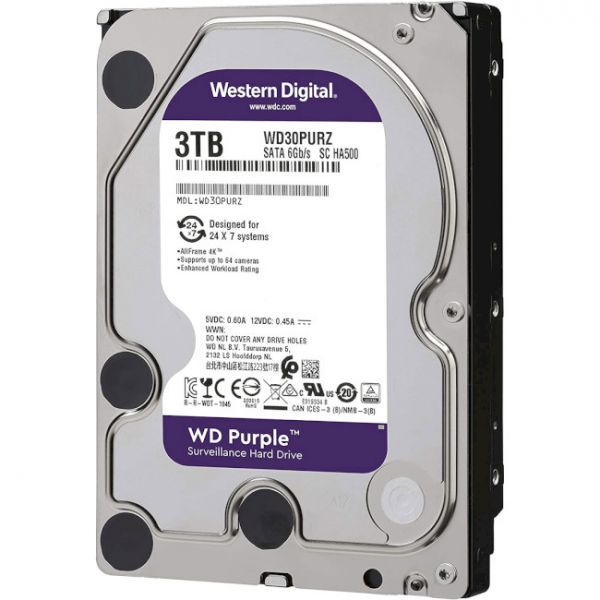 Накопичувач HDD SATA 3.0TB WD Purple 5400rpm 256MB (WD33PURZ)