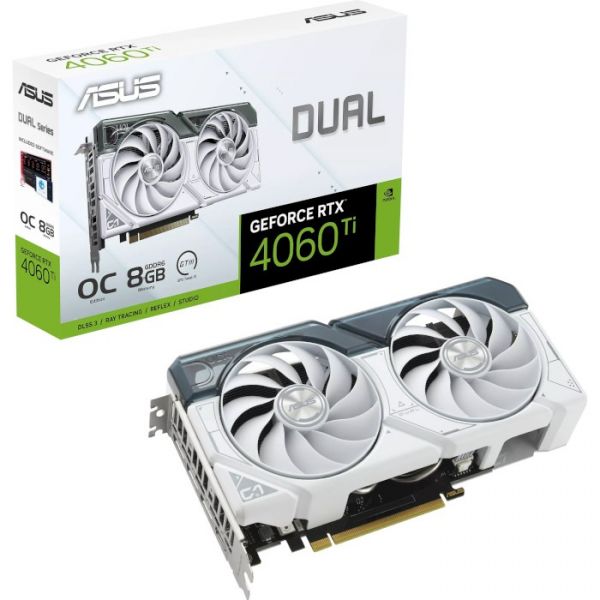 Відеокарта ASUS GeForce RTX4060Ti 8Gb DUAL OC WHITE (DUAL-RTX4060TI-O8G-WHITE)