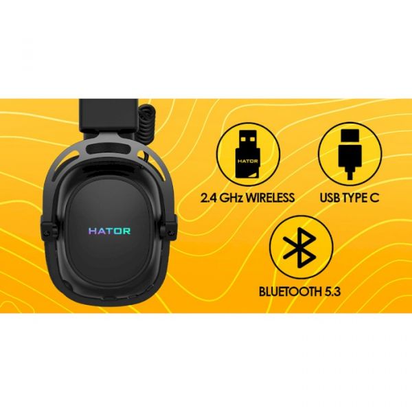 Комп'ютерна гарнітура Hator Hypergang 2 Wireless Tri-mode Black (HTA-950)