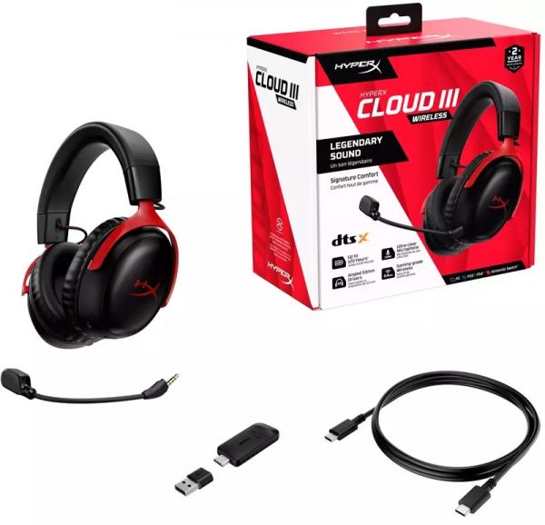 Комп'ютерна гарнітура HyperX Cloud III Wireless Black/Red (77Z46AA)