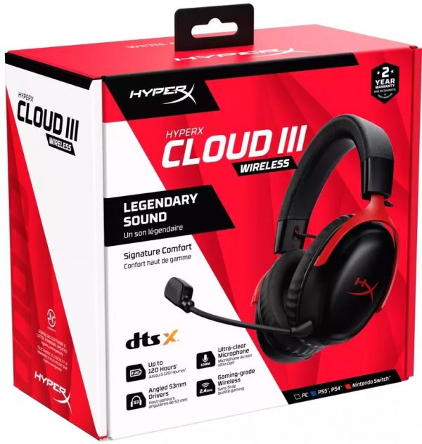 Комп'ютерна гарнітура HyperX Cloud III Wireless Black/Red (77Z46AA)