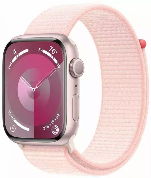 Apple Watch Series 9 GPS 45mm Pink Aluminum Case w. Light Pink S. Loop (MR9J3)