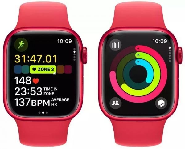 Apple Watch Series 9 GPS 41mm PRODUCT RED Alu. Case w. PRODUCT RED Sport Band - S/M (MRXG3)