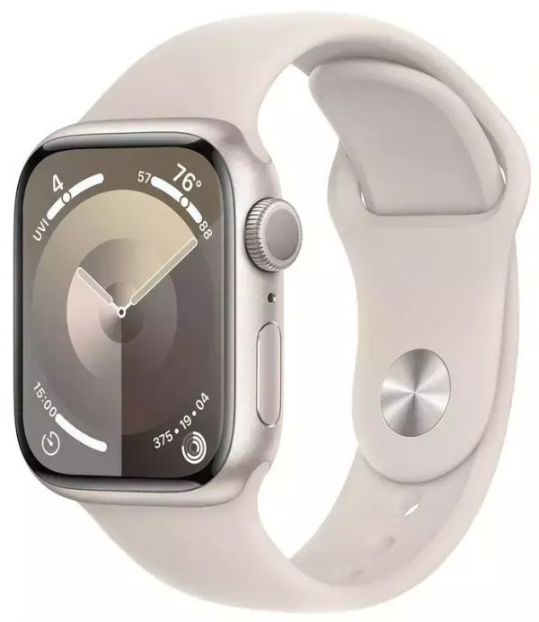 Apple Watch Series 9 GPS 41mm Starlight Aluminum Case w. Starlight Sport Band - S/M (MR8T3)