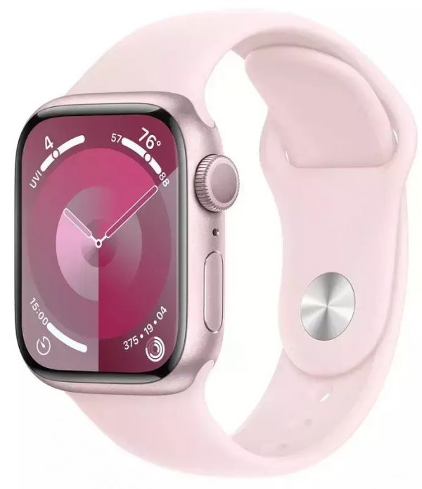 Apple Watch Series 9 GPS 41mm Pink Aluminum Case w. Light Pink Sport Band - M/L (MR943)