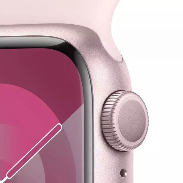 Apple Watch Series 9 GPS 41mm Pink Aluminum Case w. Light Pink Sport Band - M/L (MR943)