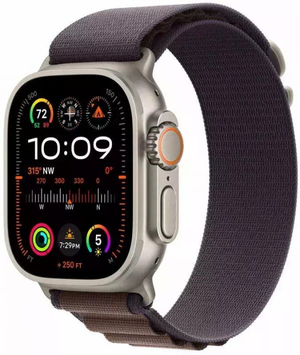 Apple Watch Ultra 2 GPS + Cellular 49mm Titanium Case with Indigo Alpine Loop - Medium (MRET3)