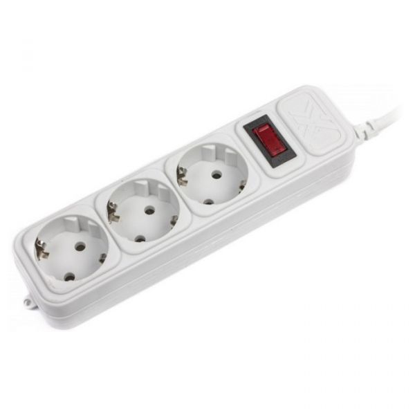 Мережевий фільтр Maxxter 1.8м (SPM3-G-6G) 3 розетки, 1.8м, белый