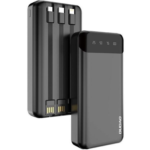 Портативний зарядний пристрій Power Bank Dudao 20000mAh K6Pro Сables USB-C/microUSB/Lightning Black