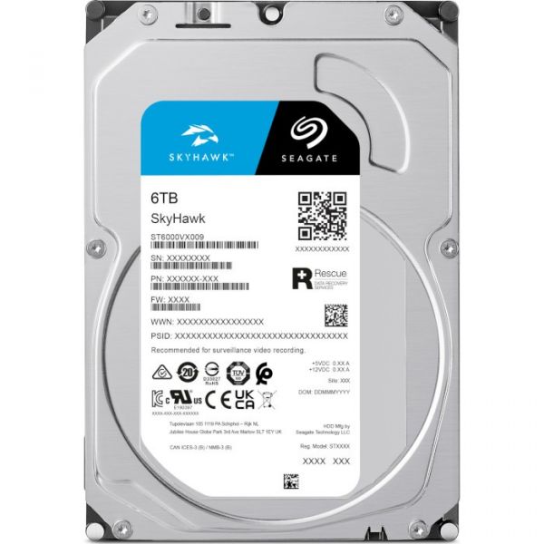 Накопичувач HDD SATA 6.0TB Seagate SkyHawk 5400rpm 256MB (ST6000VX009)