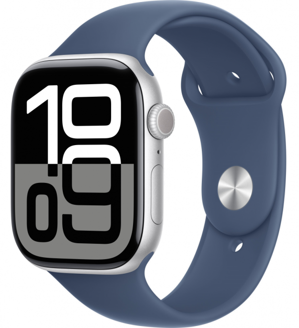 Apple Watch Series 10 GPS + Cellular 42mm Silver Alu. Case w. Denim Sport Band - M/L (MWX43)