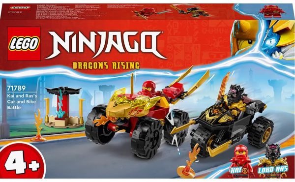 Блоковий конструктор LEGO Ninjago Автомобільна й байкова битва Кая і Раса (71789)