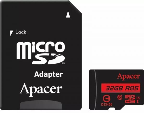 Карта пам'яті Apacer 32 GB microSDHC Class 10 UHS-I R85 + SD adapter (AP32GMCSH10U5-R)