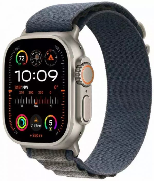 Apple Watch Ultra 2 GPS + Cellular 49mm Titanium Case with Blue Alpine Loop - Medium (MREP3/MRFC3)