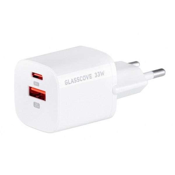 Мережевий зарядний пристрій Glasscove 33W GAN 2-PORT TYPE-C + USB (TC-099BPQ33)