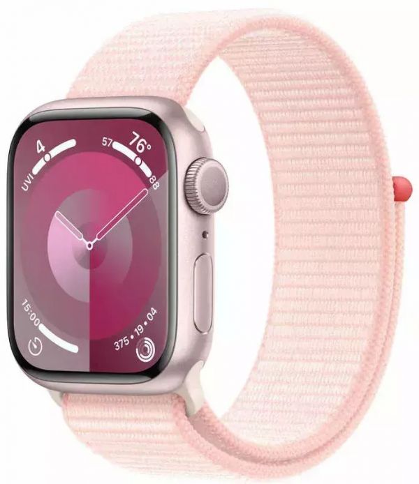 Apple Watch Series 9 GPS 41mm Pink Aluminum Case w. Light Pink S. Loop (MR953)