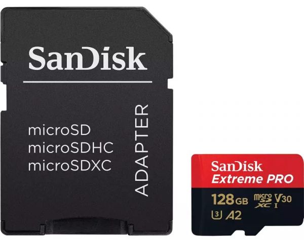 Карта пам'яті SanDisk 128 GB microSDXC UHS-I U3 Extreme Pro + SD Adapter (SDSQXCD-128G-GN6MA)