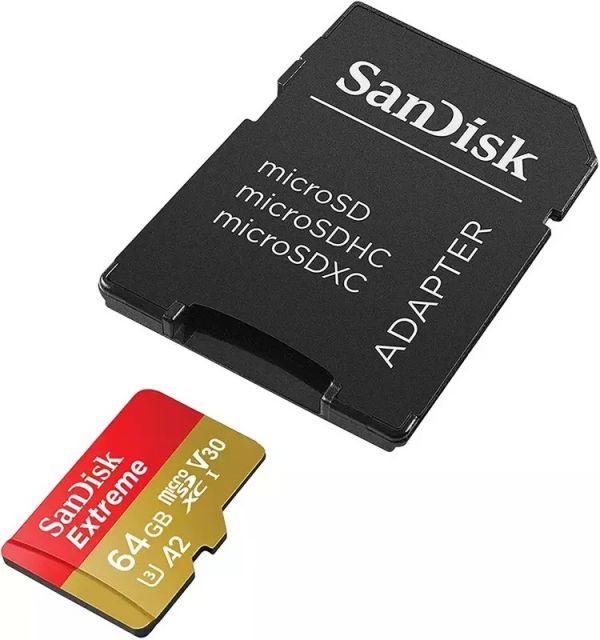 Карта пам'яті SanDisk 64 GB microSDXC UHS-I U3 V30 A2 Extreme (SDSQXAH-064G-GN6MA)