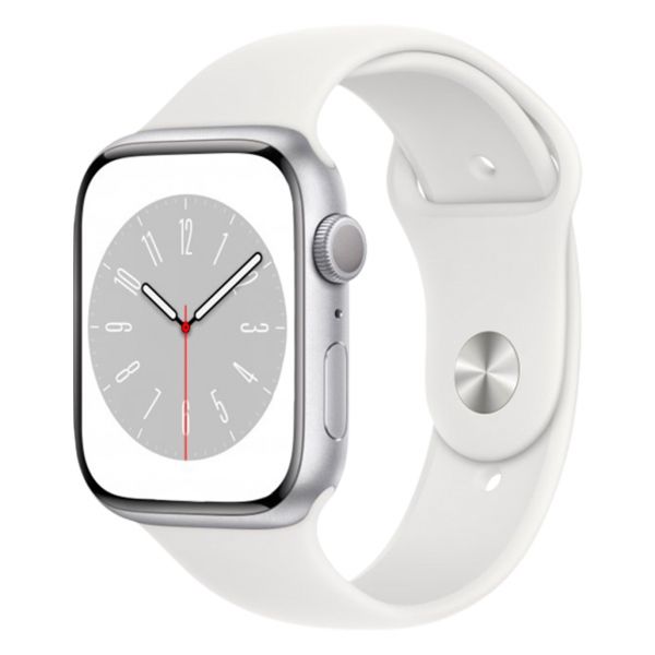 Apple Watch Series 8 GPS 45mm Silver Aluminum Case with White S. Band (MP6N3)