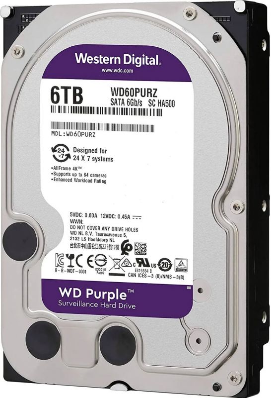 Накопичувач HDD SATA 6.0TB WD Purple 5400rpm 256MB (WD63PURZ)