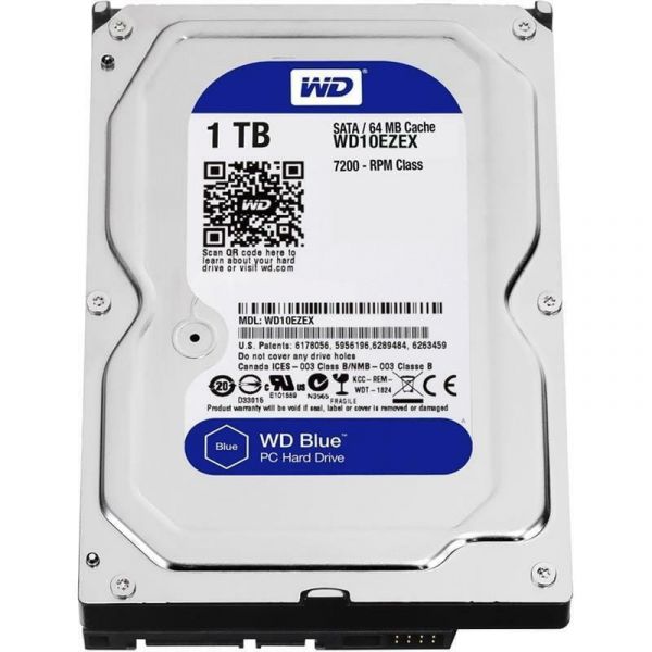 Накопичувач HDD SATA 1.0TB WD Blue 7200rpm 64MB (WD10EZEX)