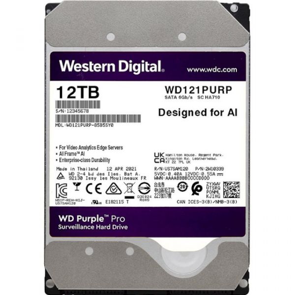 Накопичувач HDD SATA 12.0TB WD Purple Pro 7200rpm 256MB (WD121PURP)