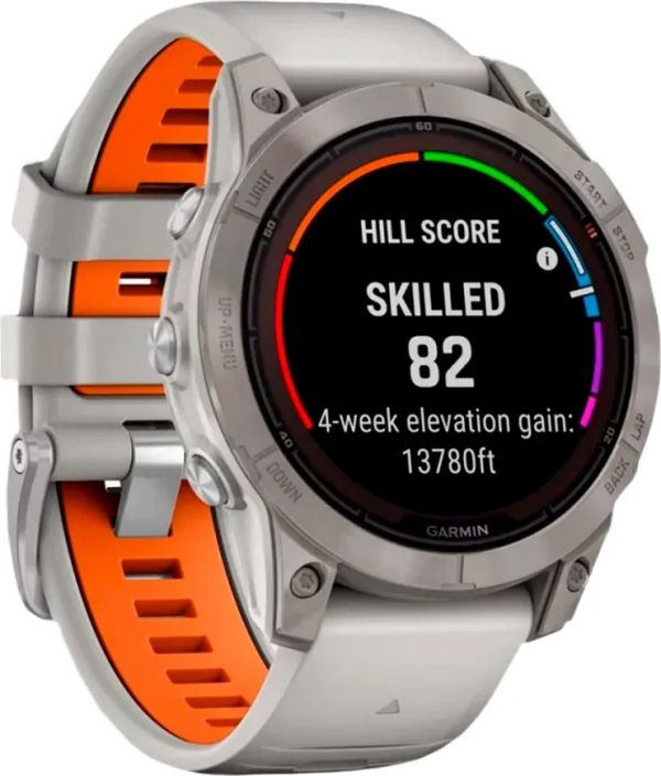 Смарт-годинник Garmin Fenix 7X Pro Sapphire Solar Titanium w.Fog Gray/Ember Band (010-02778-14/15)