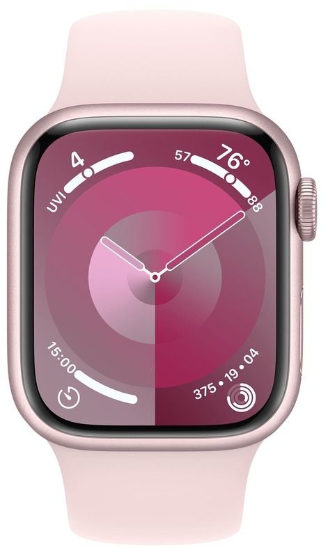 Apple Watch Series 9 GPS 45mm Pink Aluminum Case with Light Pink Sport Band - S/M (MR9G3)