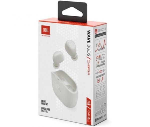 Навушники TWS JBL Wave Buds White (JBLWBUDSWHT)