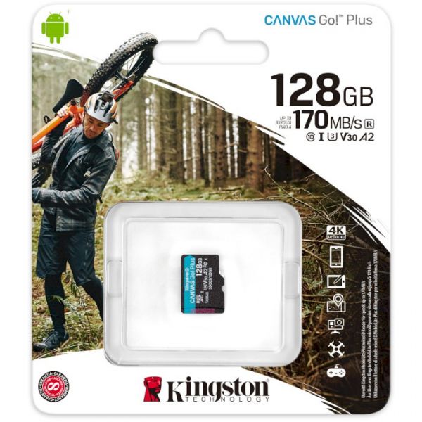 Карта пам'яті Kingston 128 GB microSDXC class 10 UHS-I U3 Canvas Go! Plus (SDCG3/128GBSP)