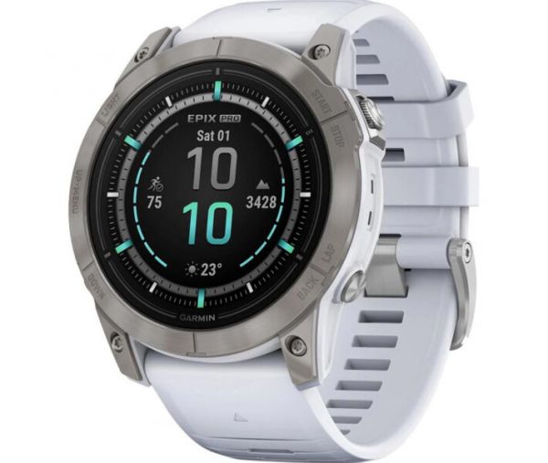 Смарт-годинник Garmin Epix Pro Gen 2 Sapphire 47mm Titanium w. Whitestone Band (010-02803-20/21)