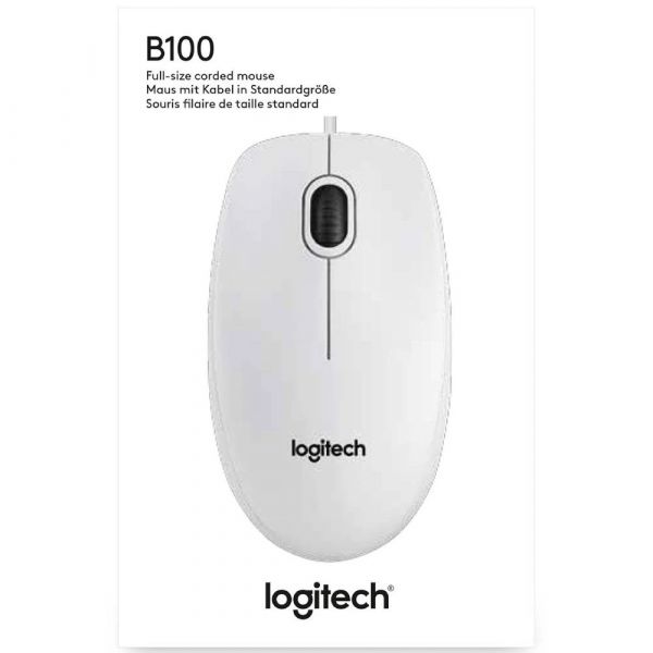 Миша Logitech B100 White (910-003360)