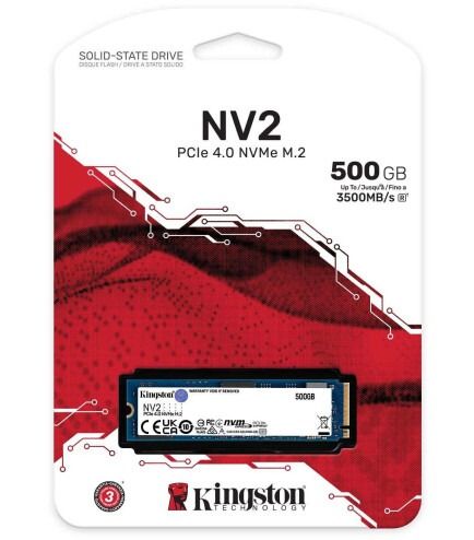 SSD накопитель 500GB Kingston NV2 M.2 2280 PCIe Gen4.0 x4 (SNV2S/500G)