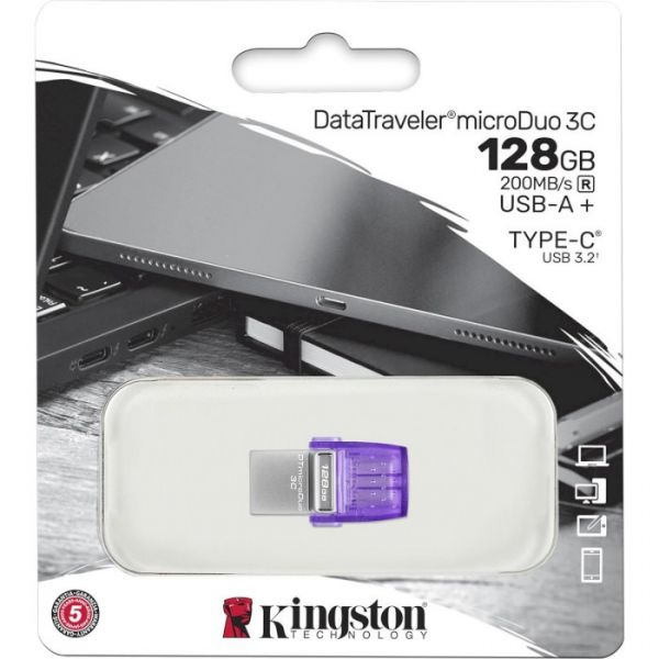 USB Type-C флеш накопичувач 128GB Kingston DataTraveler microDuo 3C (DTDUO3CG3/128GB)