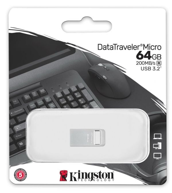 Накопичувач USB 64G Kingston usb3.2 DTMC3G2 Micro 200MB/s Metal Silver^