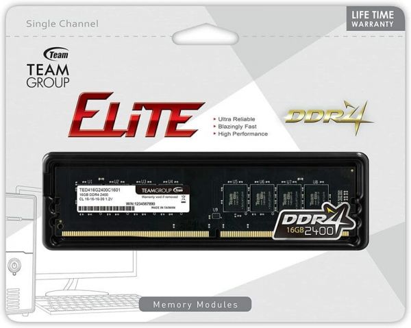 Модуль памяти DDR4 16GB/2400 Team Elite (TED416G2400C1601)