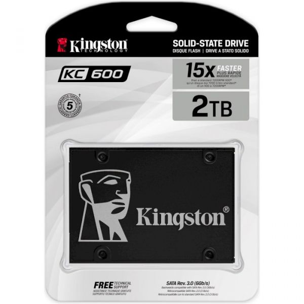 SSD накопичувач 2TB Kingston KC600 2.5" SATAIII 3D TLC (SKC600/2048G)