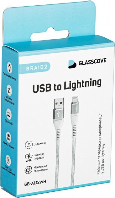 Кабель BRAID2 USB - Lightning 2.4A 1m (GB-AL12WH) White