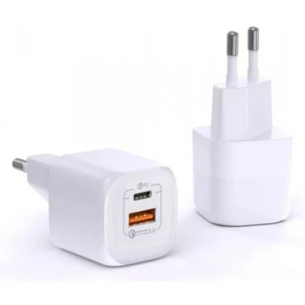 Мережевий зарядний пристрій WIWU Wall Charge Type C + USB 33W, White (RY-U33)