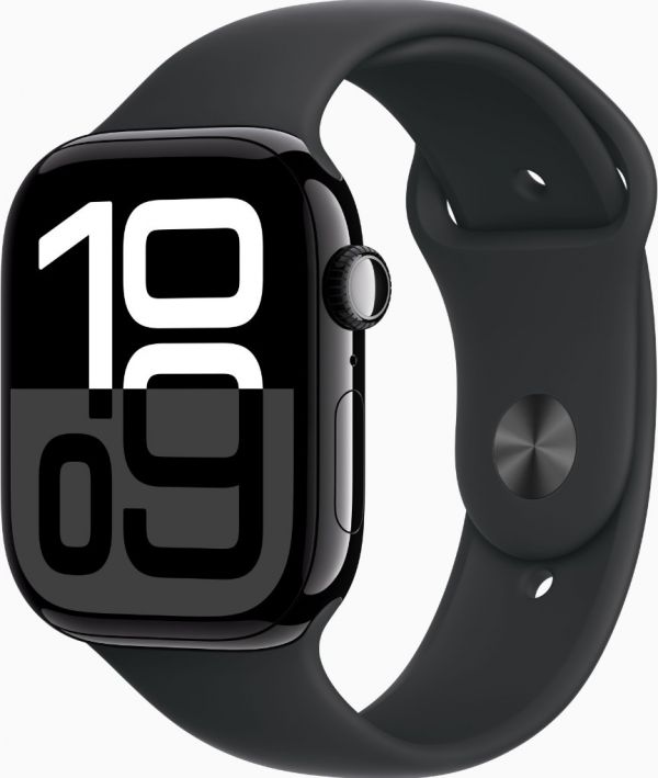 Apple Watch Series 10 GPS + Cellular 46mm Jet Black Alu. Case w. Black Sport Band - M/L (MWY43)