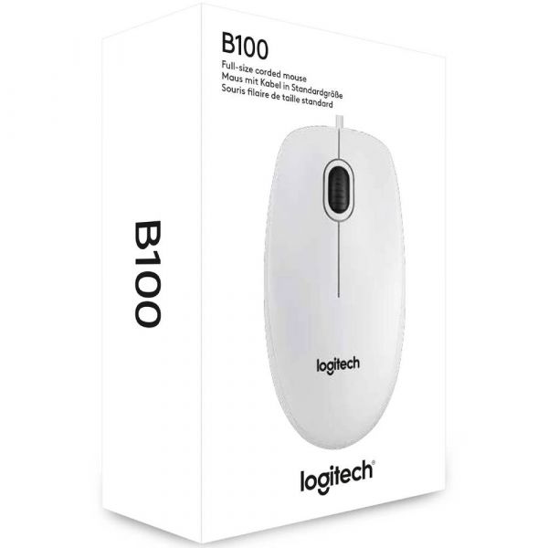 Миша Logitech B100 White (910-003360)