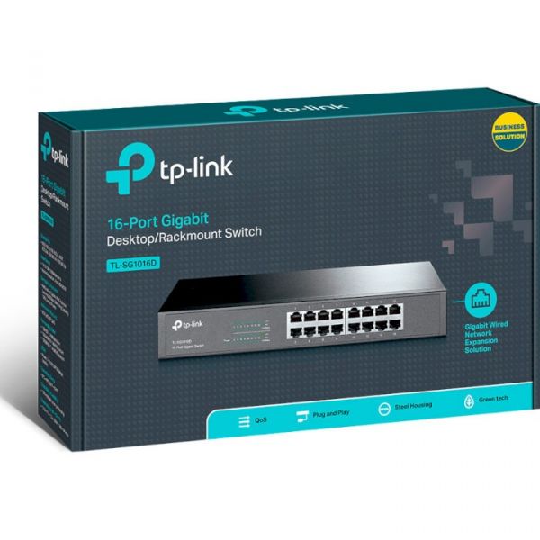 Комутатор TP-Link TL-SG1016D (16хGE, металл)