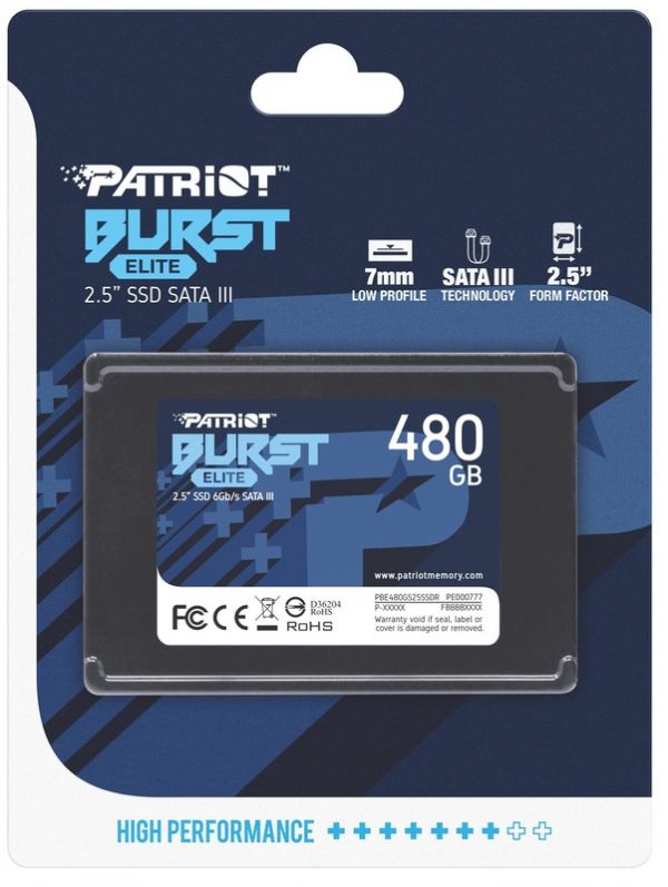 SSD накопичувач 480GB Patriot Burst Elite 2.5" SATAIII TLC (PBE480GS25SSDR)