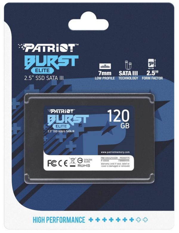 Накопитель SSD 120GB Patriot Burst Elite 2.5 SATAIII TLC (PBE120GS25SSDR)