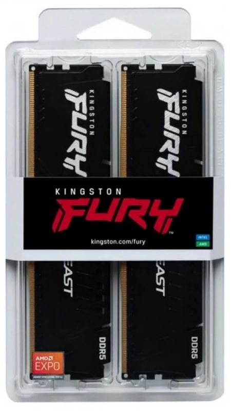 Модуль пам'яті DDR5 2х16GB/5200 Kingston Fury Beast Black (KF552C36BBEK2-32)