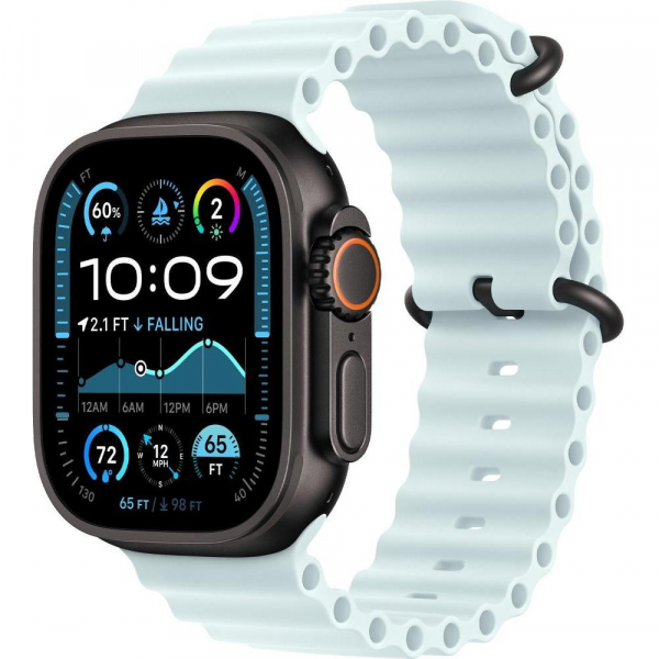 Apple Watch Ultra 2 GPS + Cellular 49mm Black Titanium Case with Ice Blue Ocean Band (MYP83)